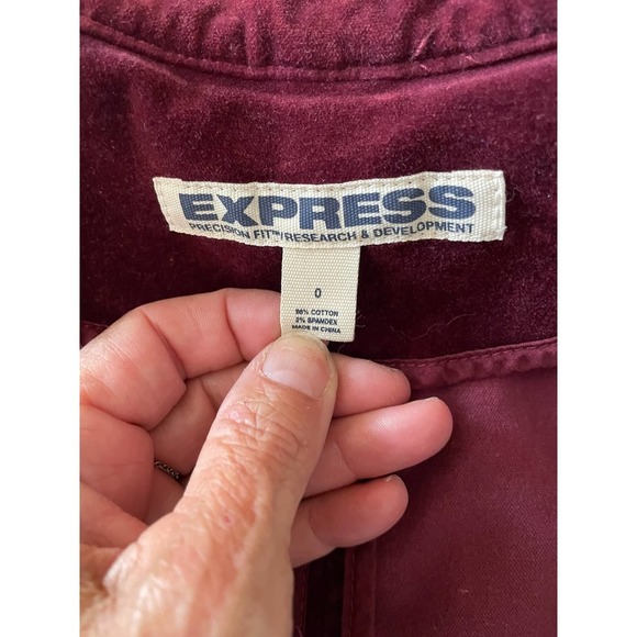 Express Women Ruffle Corset Fitted Velvet Victorian Style Jacket Size 0 Burgundy - Picture 7 of 7